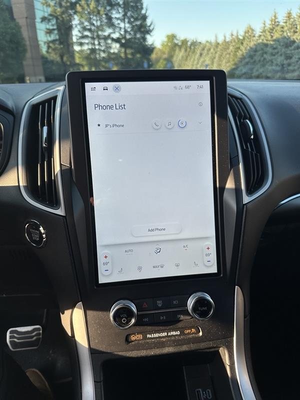The Edge's 12-inch portrait touchscreen and center stack