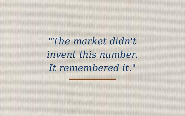 The market didn't invent this number, it remembered it, stitched on linen